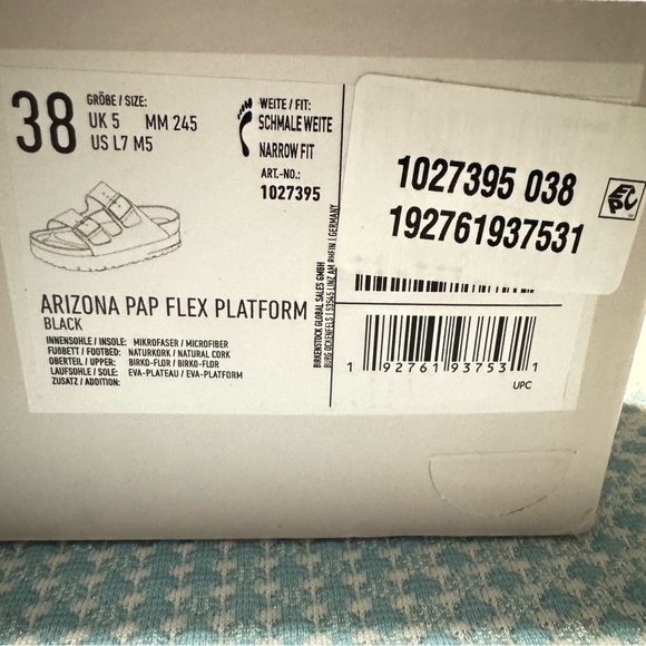 BIRKENSTOCK 
BLACK ARIZONA PAP FLEX PLATFORM
SIZE 38 - Picture 7 of 8